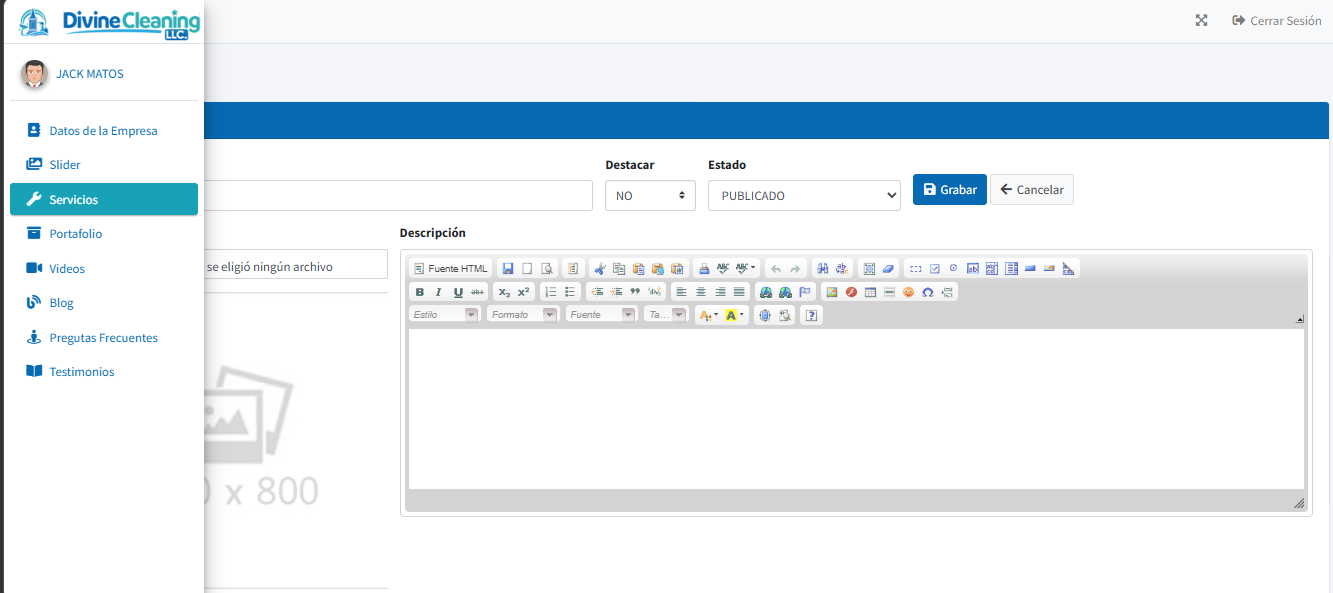 CMS Personalizado pantalla 2