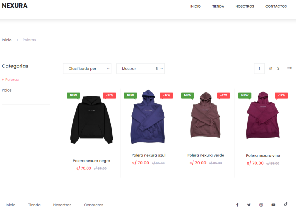 Ecommerce Nexura pantalla 2